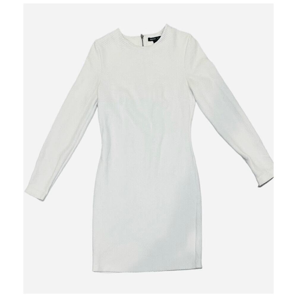 Mango White Structured Textured Mini Dress CBK Quiet Luxury Size M - Picture 7 of 15